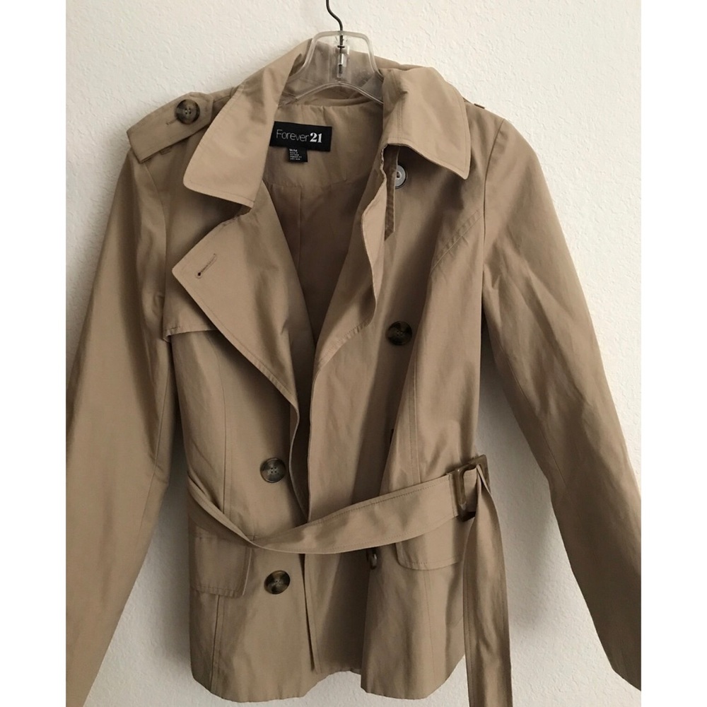 Khaki Belted Double-breasted Trench Coat